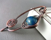 Wire Shawl Pin Copper Scarf Sweater Pin Hand Forged Fibula Wire Wrapped Jewelry Wire Work Handmade