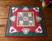 Funky Birds: hand embroidered, hand appliqued table quilt - table topper