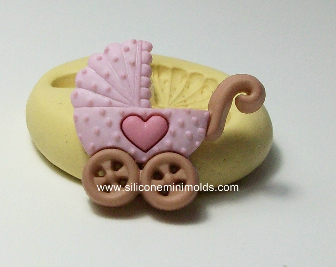 Silicone mold baby carriage 1043  - craft mold, porcelain mold, jewelry mold, food mold, pop up mold, clays mold, flexible mold