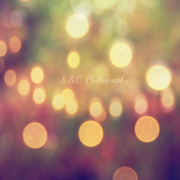 Abstract Art. Surreal photography. Dreamy. Whimsical. lights. bokeh. fall colors. green. purple. gold. girly home decor. wall art. .
