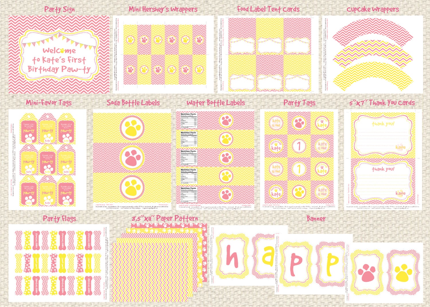DIY printable birthday party package - puppy pawty
