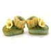 Baby Booties Hand Knitted with Crochet Yellow Bell Flowers, 0 - 3 months
