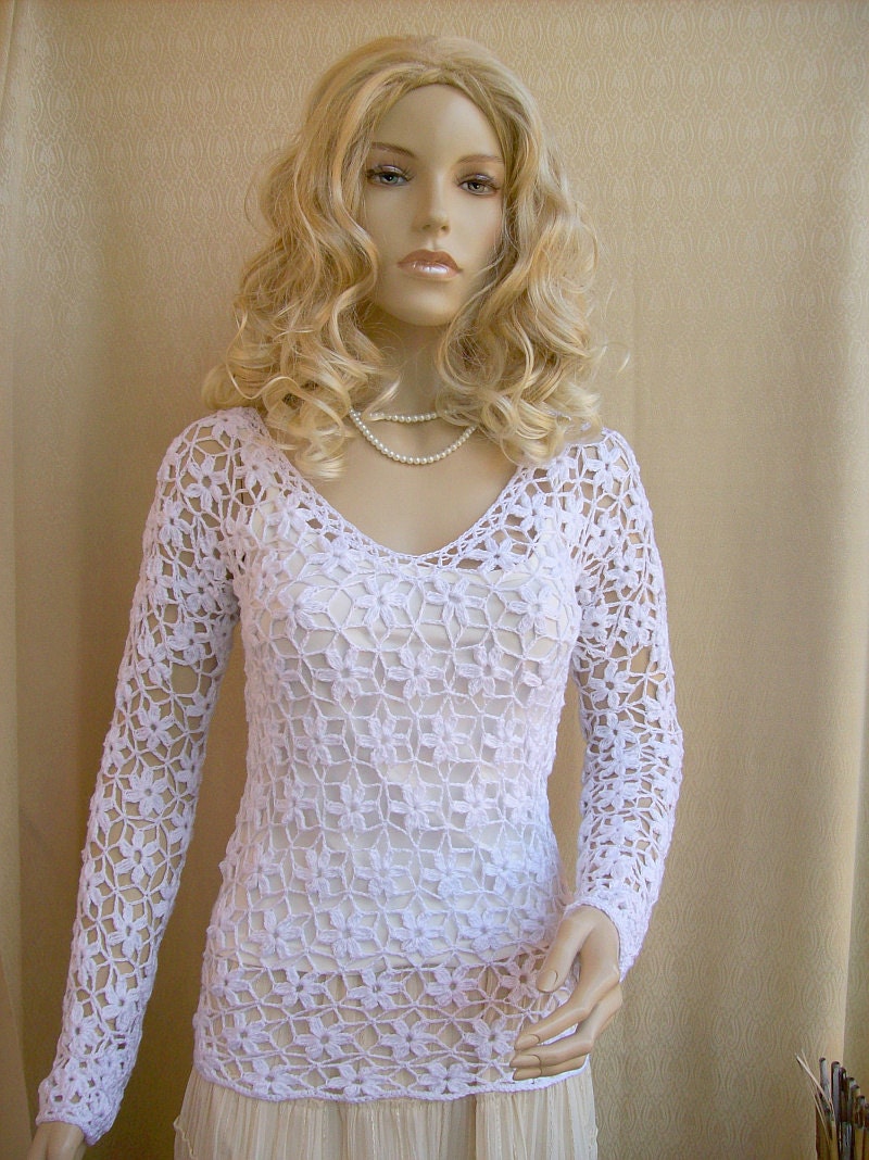Crocheted sweater-blouse  made to order, crochet handmade