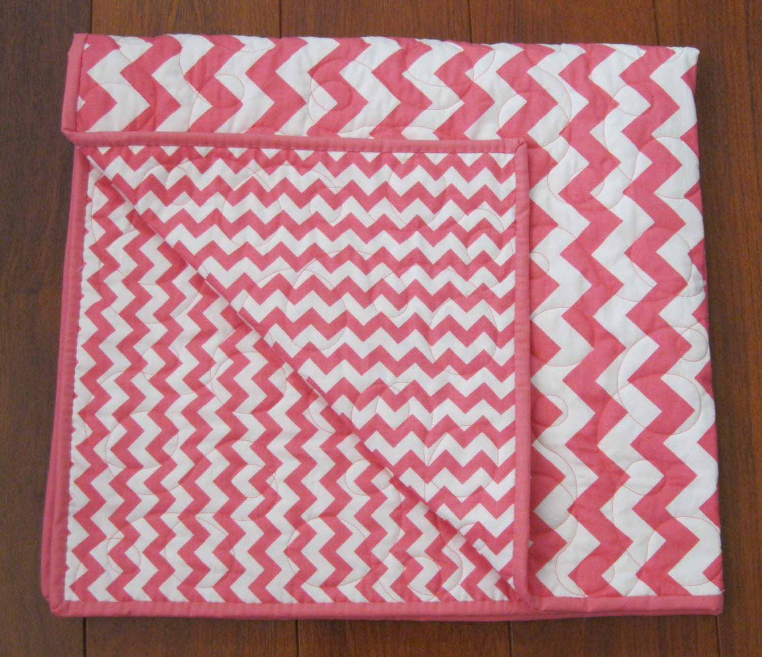 Sale MADE TO ORDER Reversible Chevron Baby or Toddler Quilt 36" x 36"