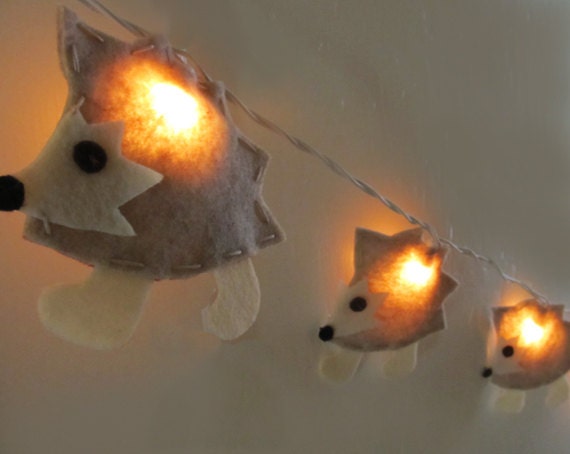 Felt Hedgehog String Lights/Nightlight