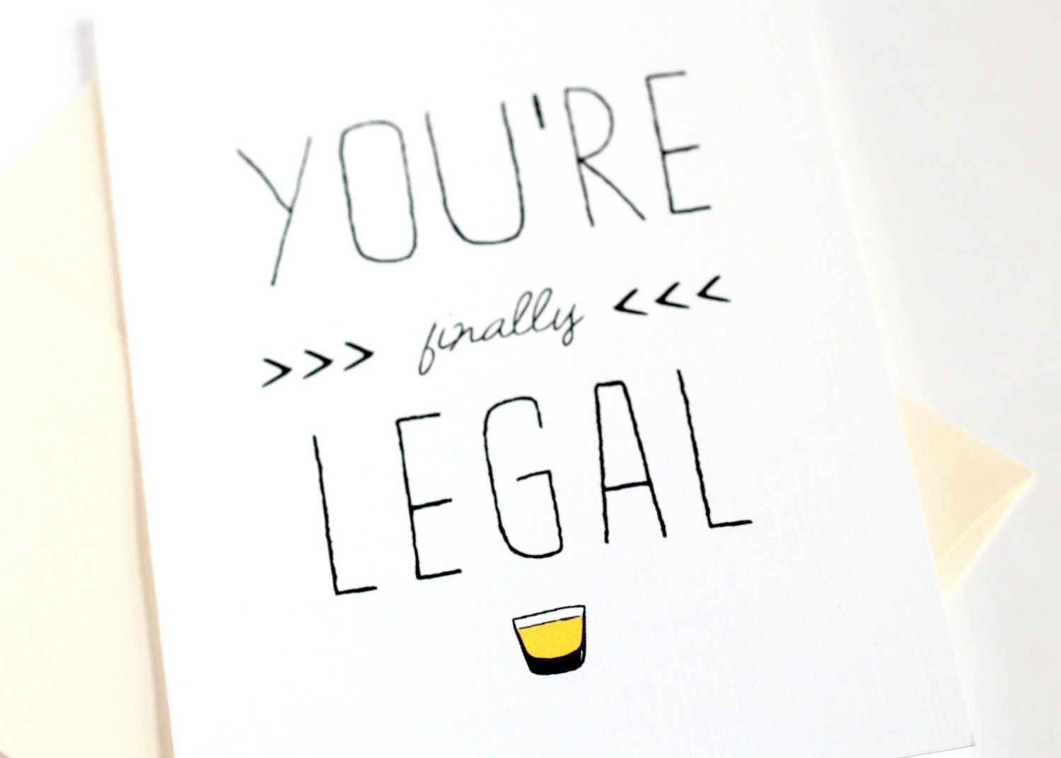 21st Birthday Card. Funny Birthday Card. Shot Glass. Eco Friendly Blank Greeting Card.