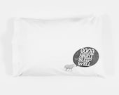 GOOD NIGHT, SHEEP pillowcase. standard size. white cotton. screenprint.