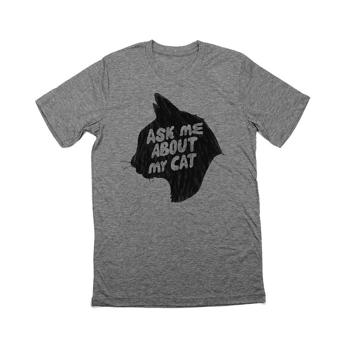 ASK ME ABOUT My Cat shirt. heather grey. kitty t-shirt.