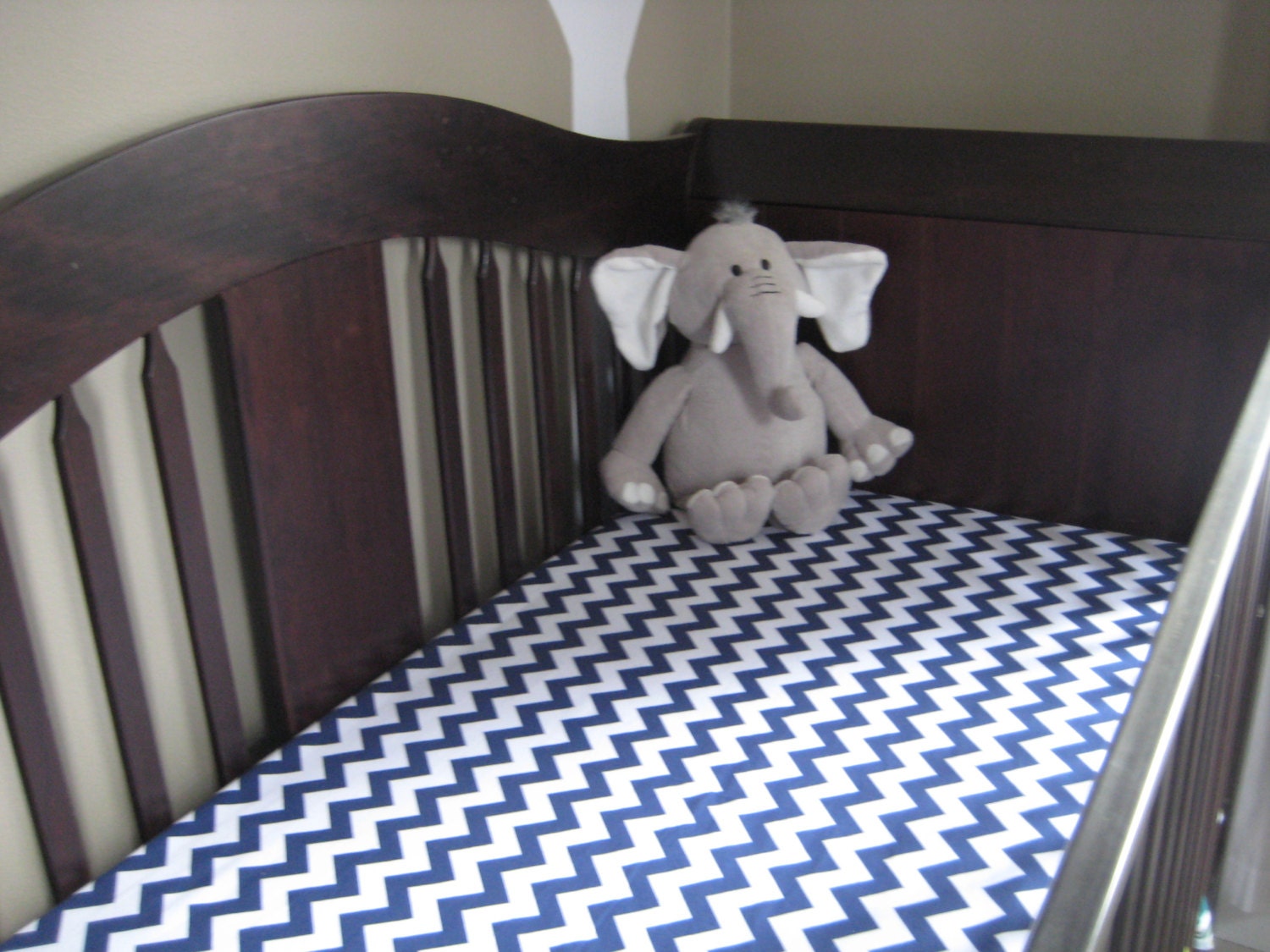 Fitted Crib Sheet - Navy and White Chevron - Many other fabrics to choose from