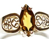Yellow Tourmaline filagree Ring s7 -      "Marilyn Monroe"