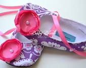 Lilac Hot Pink Soft Ballerina Slippers Baby Booties Baby Shoes