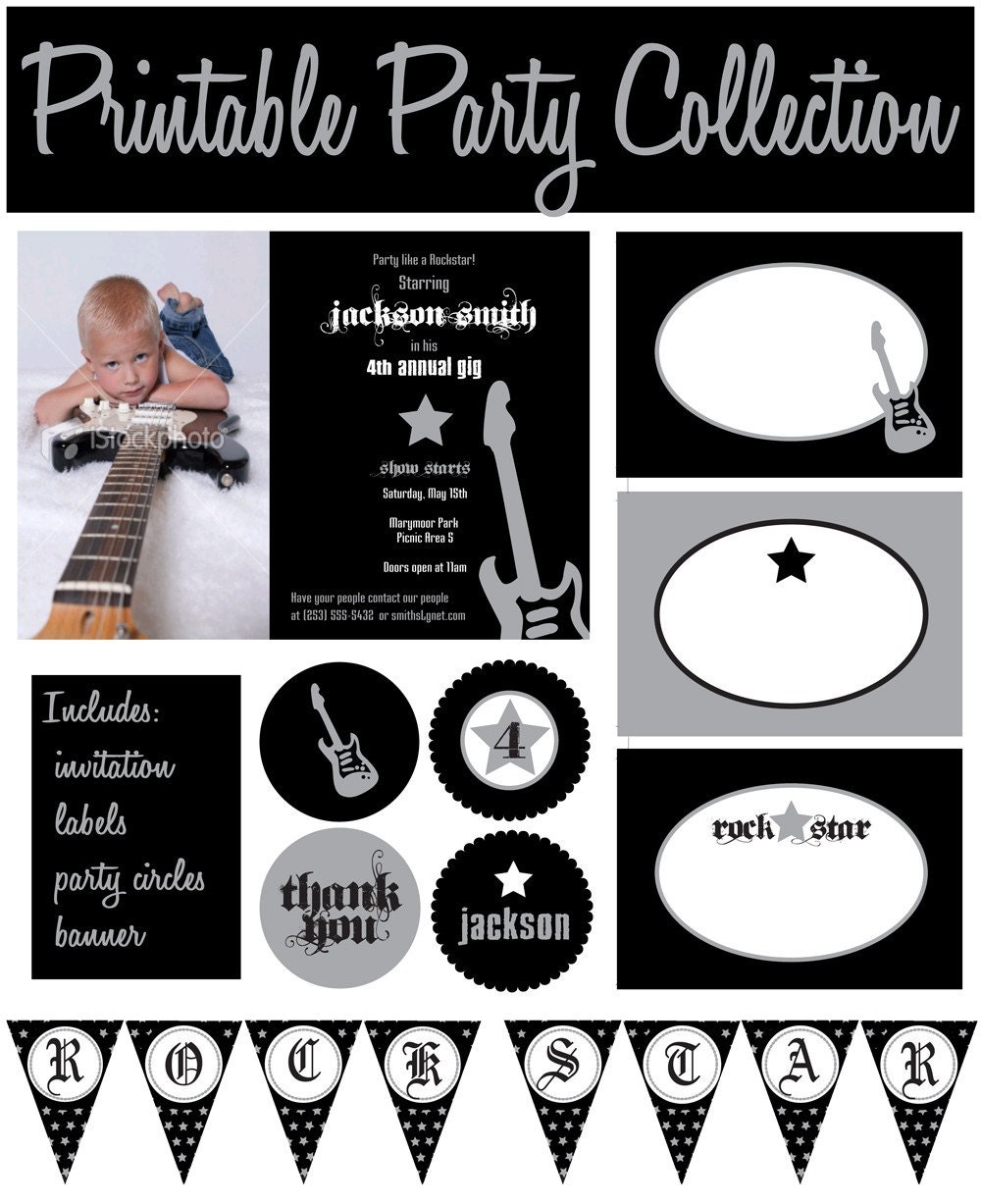 Rock Star Collection PRINTABLE PARTY package by itsy belle Il_570xn