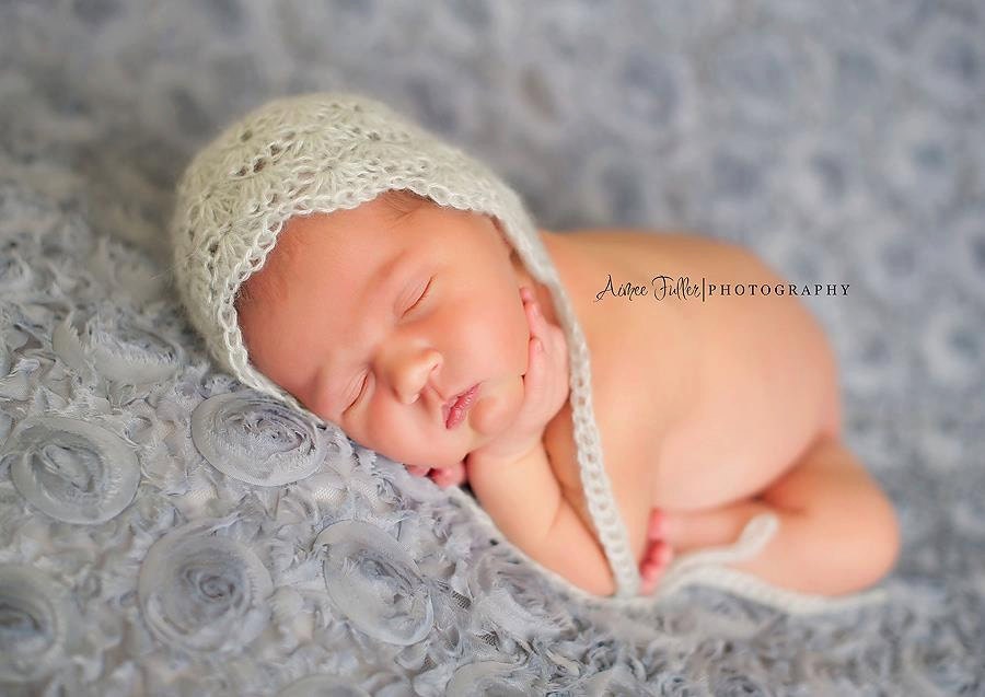 Dove Grey Shell Pattern Newborn Bonnet Mohair Photo Prop