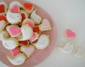 Lovebirds and Hearts Iced Sugar Cookies - Oh So Small - Mini (3 Dozen)
