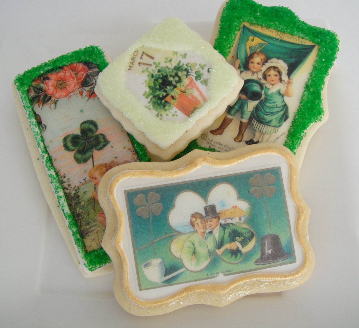 Vintage St Patrick's Day Cookies - Iced Sugar Cookies - (1/2 Dozen)