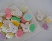 Easter Eggs and Bunnies Iced Sugar Cookies - Oh So Small - Mini (3 Dozen)