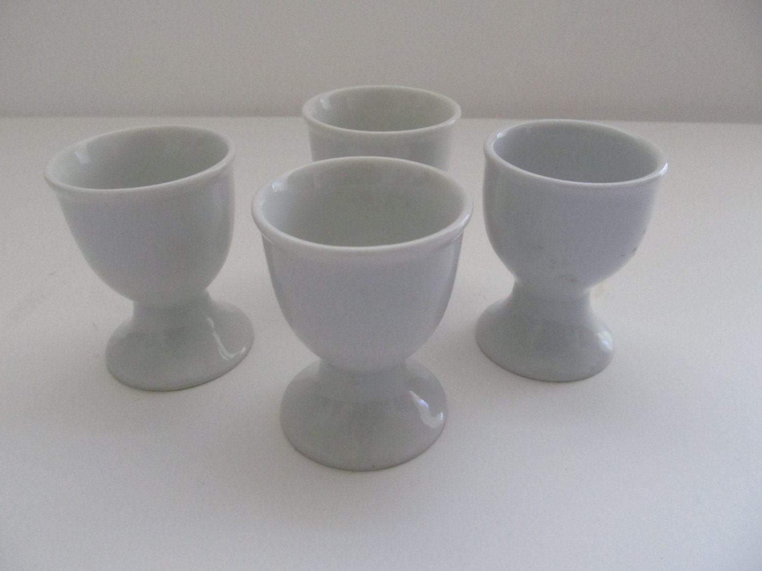 Set of 4 Vintage White Egg Cups--Easter Egg Cups