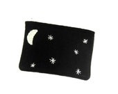 Black Felt, Starry Night Coin Pouch/Mini Zipper Pouch - PlanetSeymour