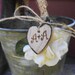 Flower Girl Basket Alternative Distressed Personalized Tin Bucket Rustic Woodland Outdoor Country Chic Wedding