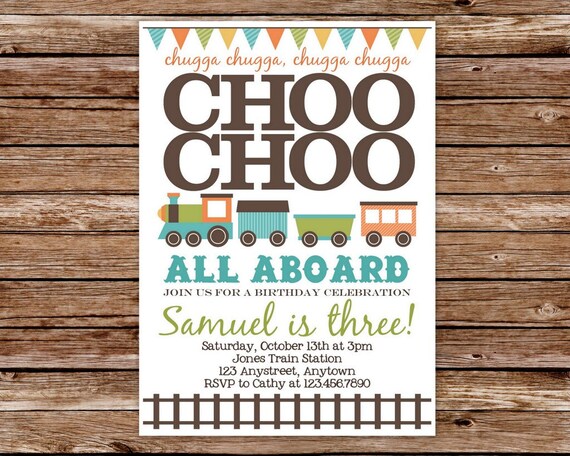 Printable Choo Choo Train Birthday Party Invitation Il_570xn
