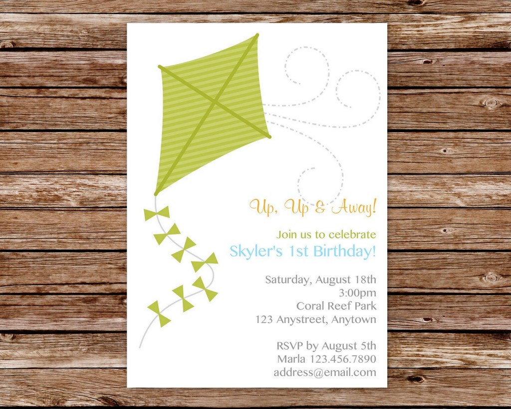 Printable Kite Birthday Party Invitation Il_570xn