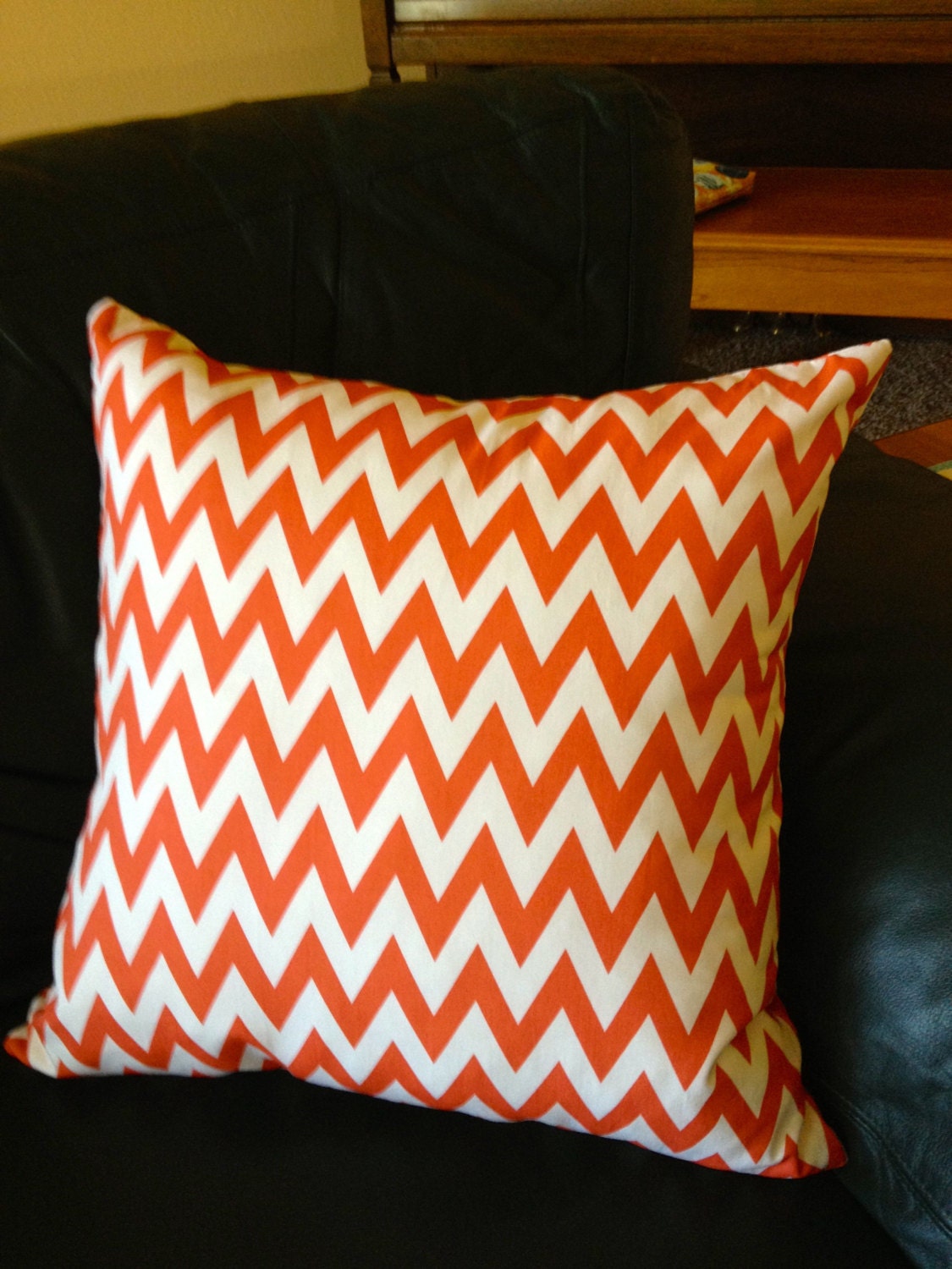 Organic Cotton Pillow Cover, 18x18, Red and White Chevron