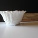 vintage milk glass small vase planter or custard cup leaf swirls and bead design