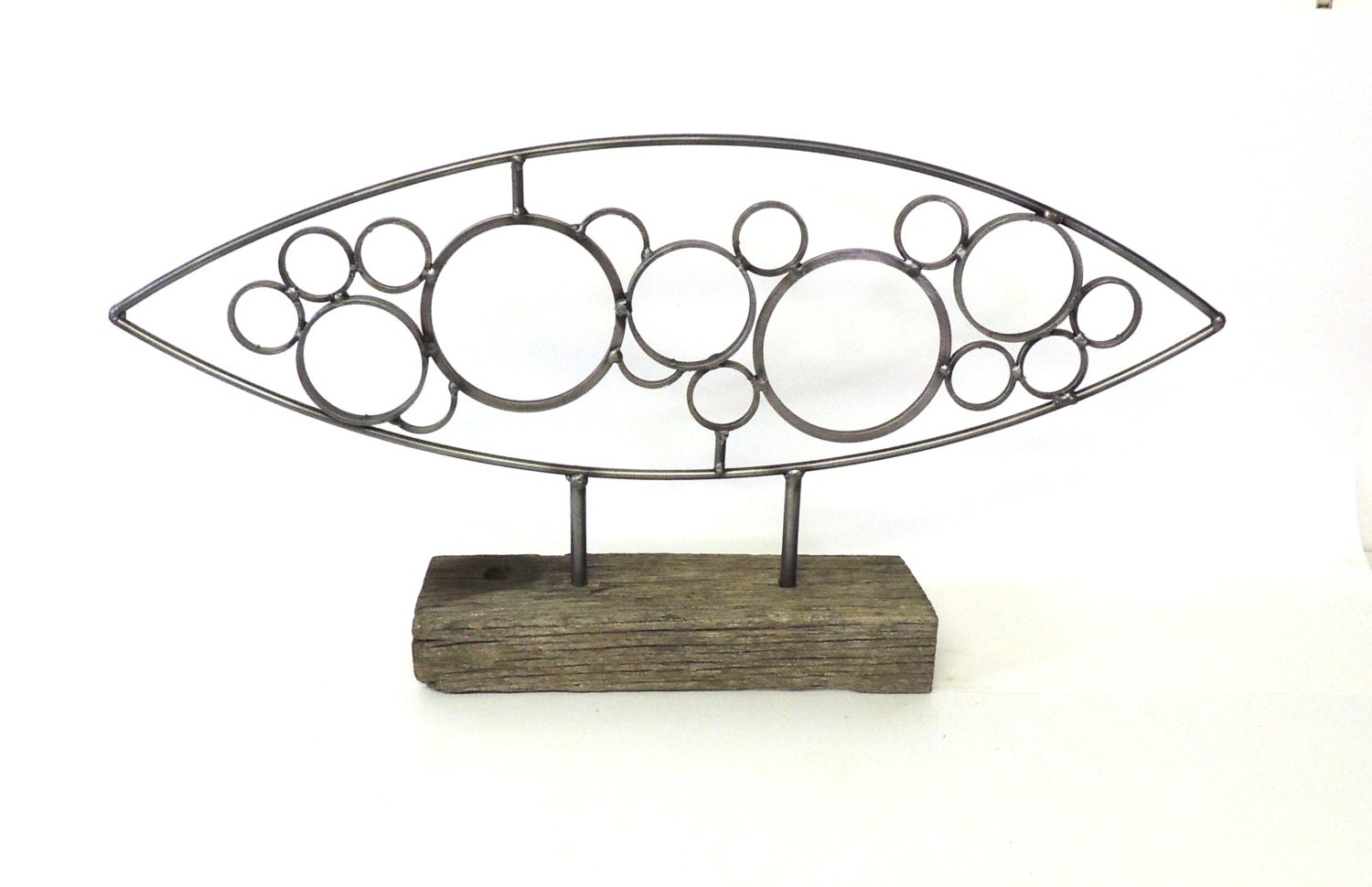Metal Industrial Sculpture, Round Modern Sculpture, Atomic Tabletop Sculpture, Reclaimed Steel, Minimalist Decor, Rustic Modern