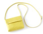 Genuine Leather Small Crossbody Purse in Lemon, adjustable strap, H12xW15xD3 cm , handbag, leather clutch, shoulder bag