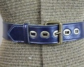 60s Navy Blue Patent Leather Vinyl Wide Belt