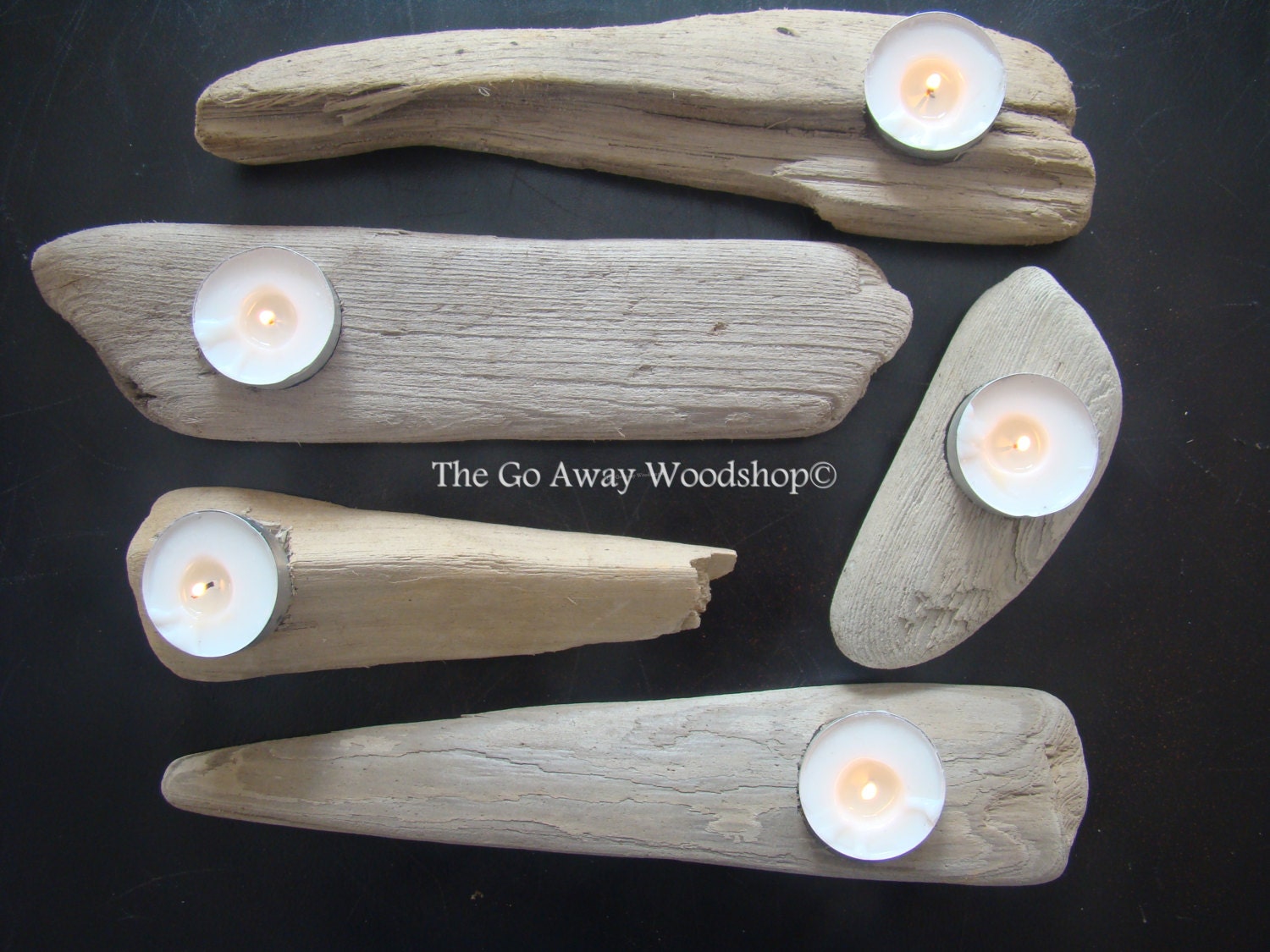 Driftwood tea light holder, set of 5