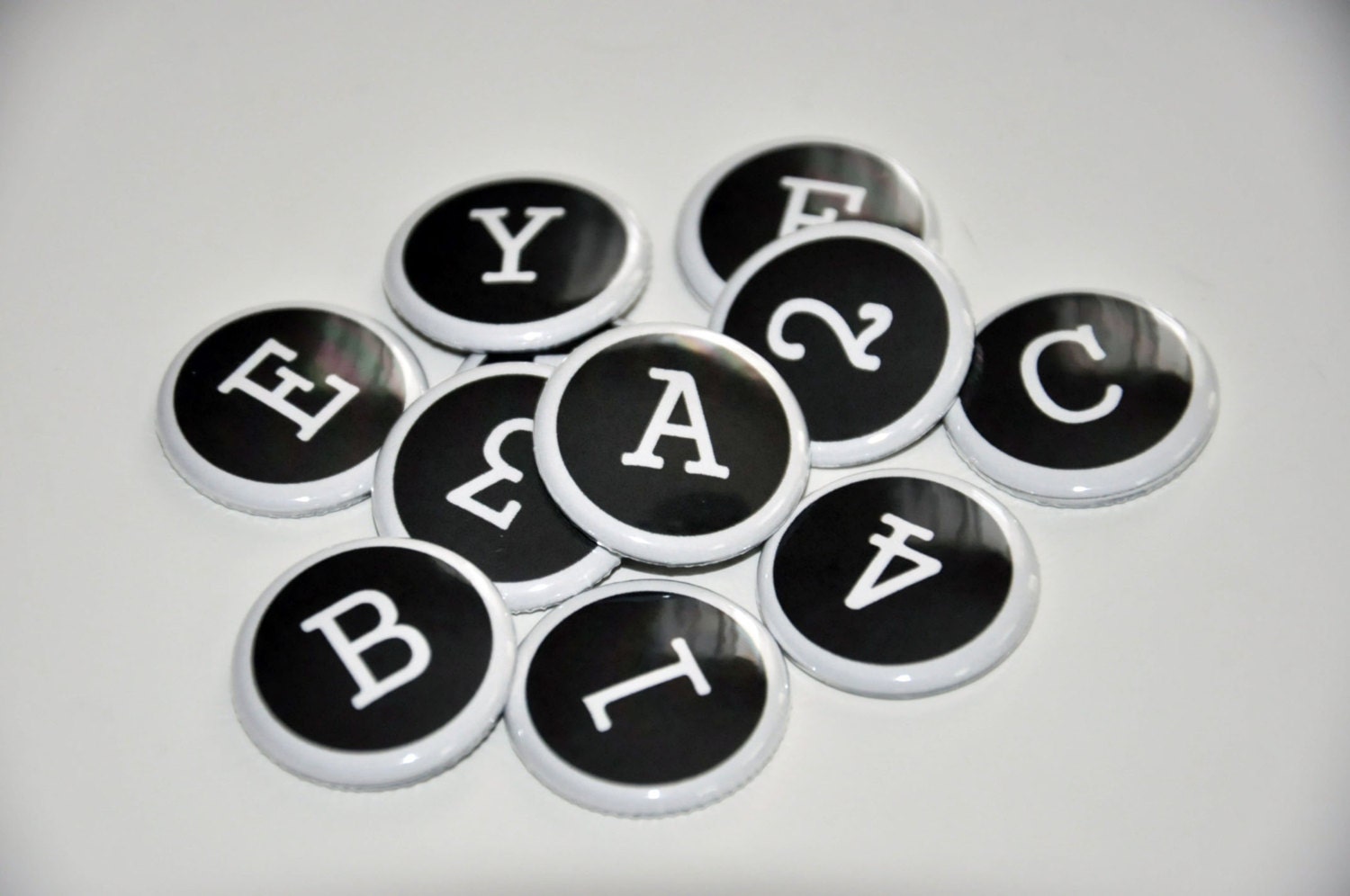 36 Typewriter ABC & 123 Flat Back Buttons