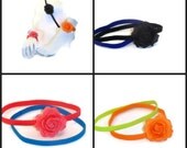 Headband Summer Neon Colors Two Elastic Spring  Headbands One plain one with sparkling flower