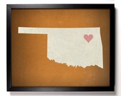 State Love Oklahoma Print (Pictured in Pumpkin) Giclee, Art Print 8 x 10 Tulsa Cleveland Comanche