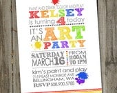 Art Painting Rainbow PRINTABLE Birthday Party Invitation