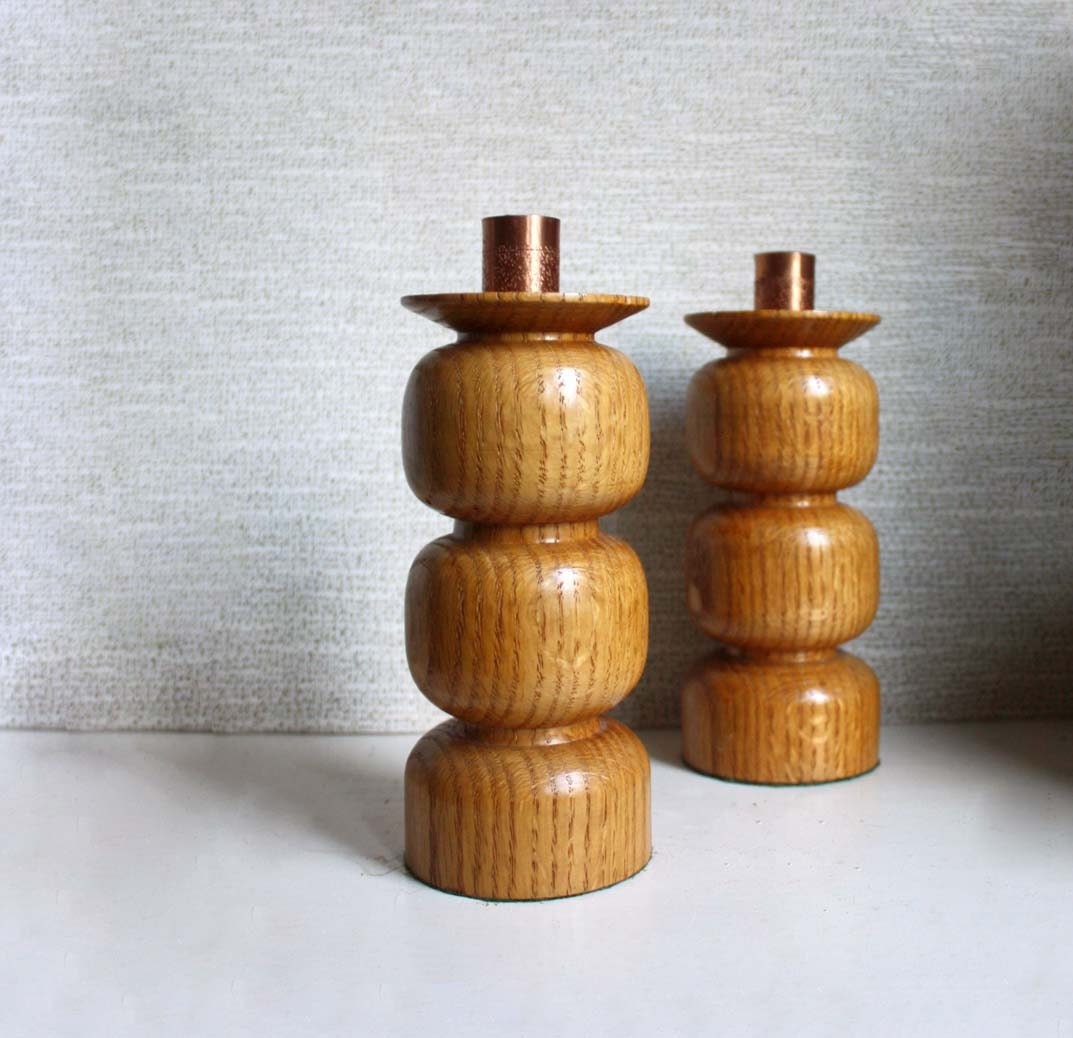 Vintage Candleholders. Pair of Wooden Candleholders from ca. 1060s.