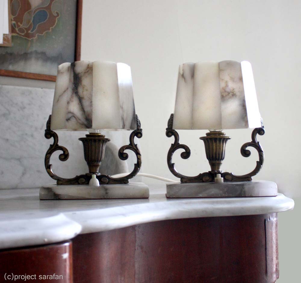 Art Deco Ca. 1920 Marble Table Lamps.  Vintage Lighting by ProjectSarafan