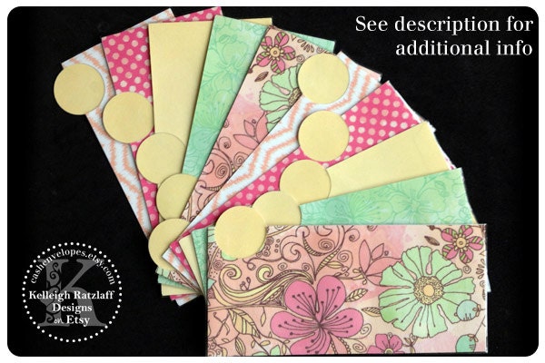 LAMINATED Cash Envelope System in Soft Flowers (10 envelopes)
