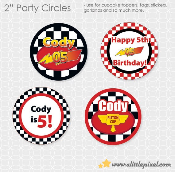 Lightening McQueen-ish Party Circles - Personalized Printable Il_170x135