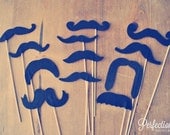 Felt Mustache Photo Props // Set of 12 // Double-Layered // Favors // Wedding Photo Booth Props // Handlebar // Assorted Props