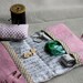 Zakka style,travel sewing kit, embroidery kit, pin cushion, sewing kit. Linen and selected designers fabrics. Ready to ship.