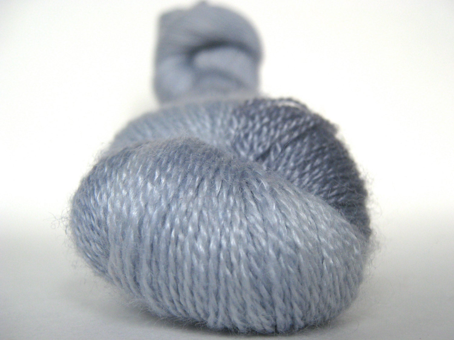 MOONSTONE Hand Dyed Yarn Merino and Tencel Lace Weight Silver Gray - spinningmulefibers
