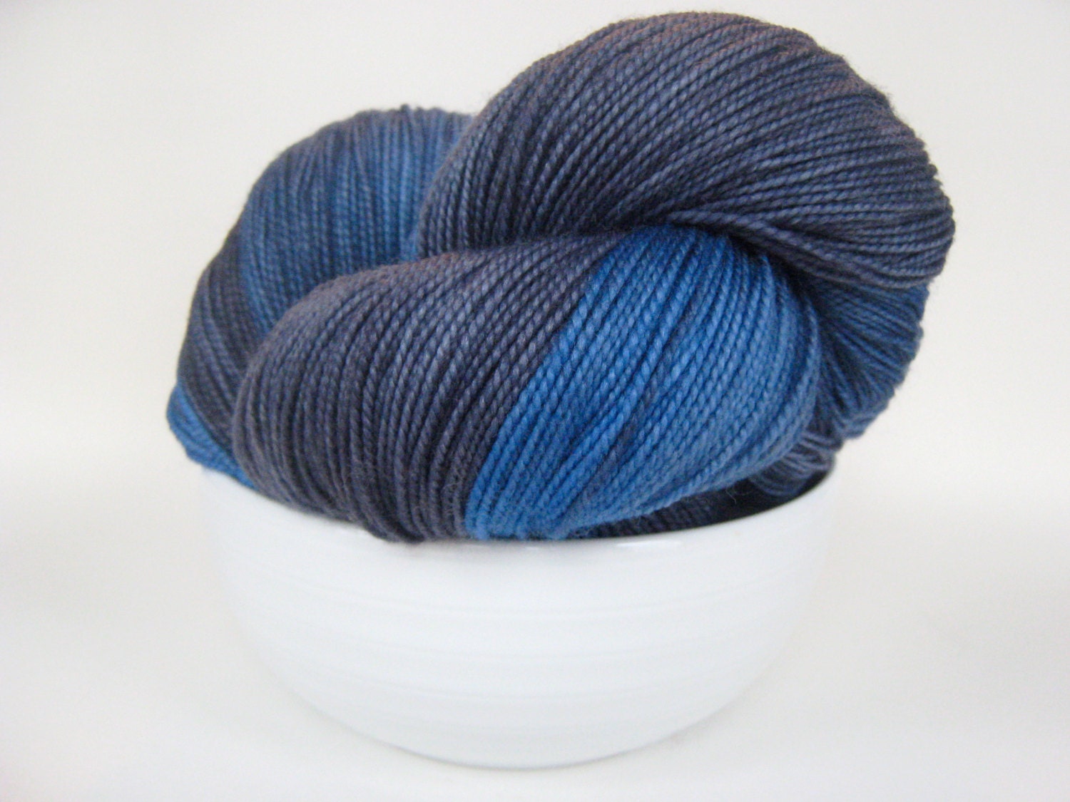 MIDNIGHT Hand Dyed Yarn MCN Sock Weight Black and Blue - spinningmulefibers
