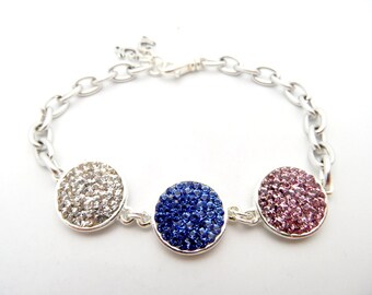 Personalized Birthstone Bracelet, Swarovski Crystal Bracelet. Charm Bracelet with Sterling Silver Initial