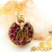 Ruby Pendant, Personalized Necklace, Swarovski Crystal, Birthstone Necklace,14 K Gold Filled Chain with Vermeil Gold Initial