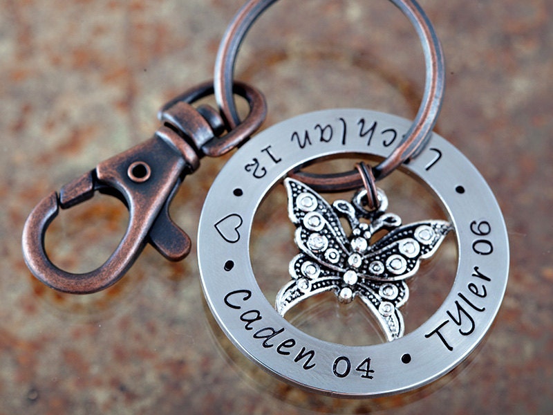 Mothers Day Keychain - Family Name Key Chain - Womens Personalized Key Chain