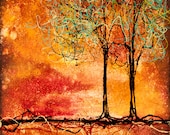Pair of Abstract Trees, Giclee Art Print, 11x14, Modern Nature Wall Art, Couple Trees
