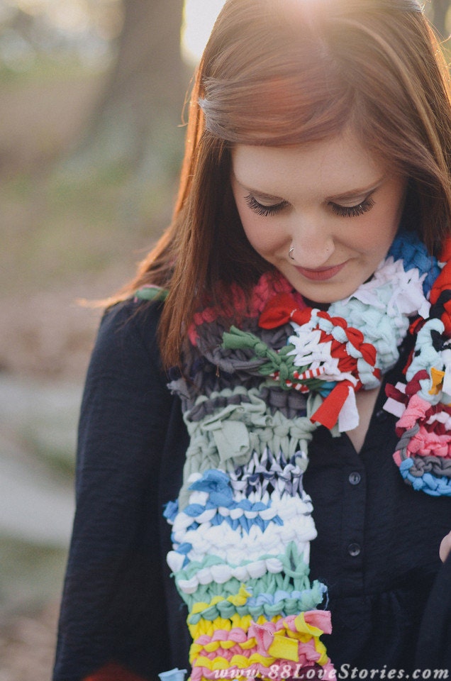 SALE: Multicolored Knit T-Shirt Scarf