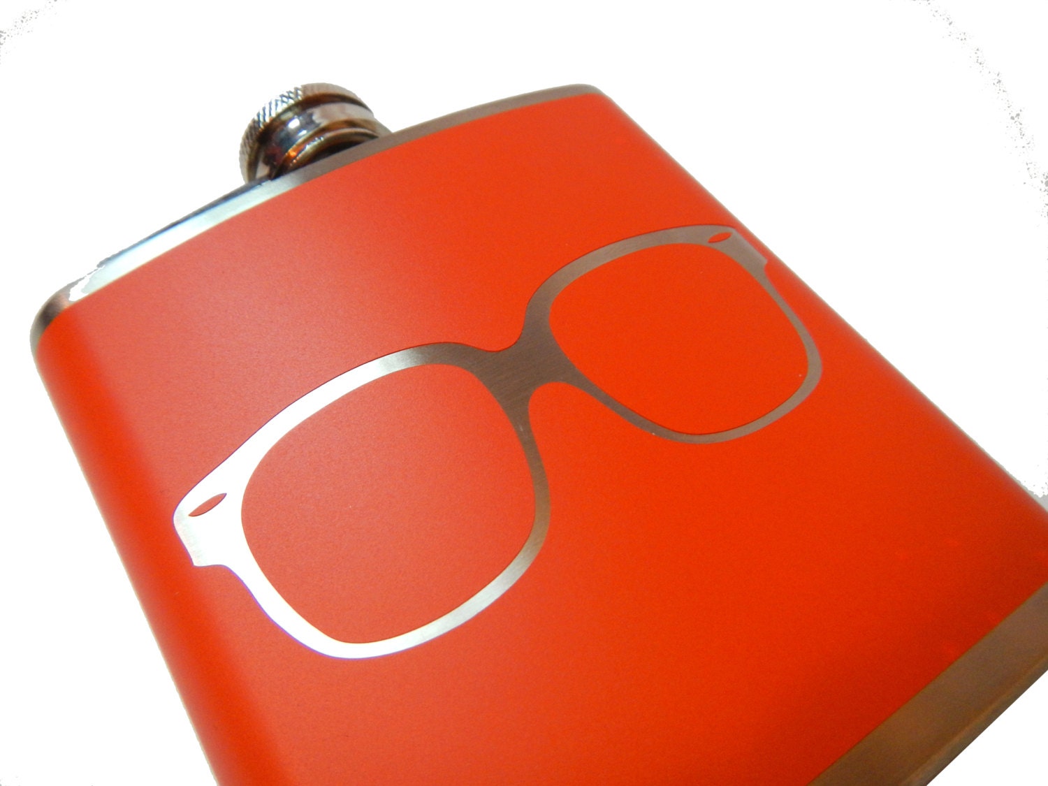 Hipster Glasses Flask- alcohol, liquor, booze, wedding, bridal party, hip pocket- Personalized Custom - YOU pick COLOR