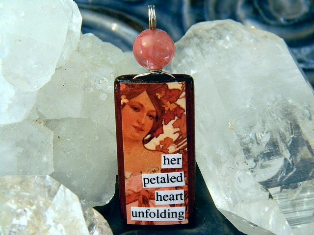 Her Petaled Heart Unfolding -- A Crystal Magick Glamourkin Pendant